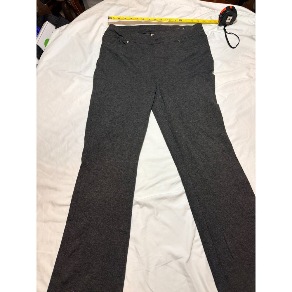 Dark Gray Womens Straight-Leg Stretch Pants Mid-Rise Comfortable Fit Approx. Wai